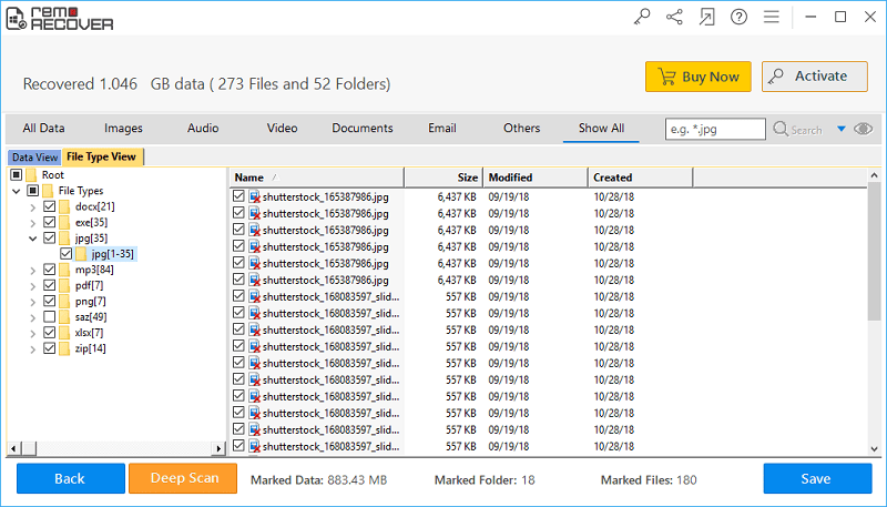 Office File Recovery - File Type View Recovered Files